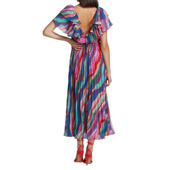 Amur Women's Multicolor Luisa Pleated Striped Midi Dress Size 12 sold out online - Picture 3 of 10